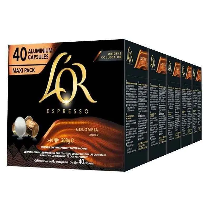 Colombia L'or 5 cajas compatible Nespresso 200 cápsulas