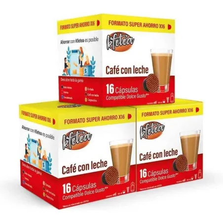 Kfetea Café au Lait 3 boîtes de 16 capsules compatibles Dolce Gusto