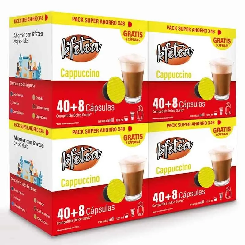 Cappuccino Kfetea 4 cajas de 48 capsulas compatibles Dolce Gusto