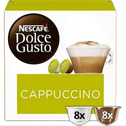 Cappuccino tem 8 bebidas. Dolce Gusto, esta bebida usa 2 cápsulas.