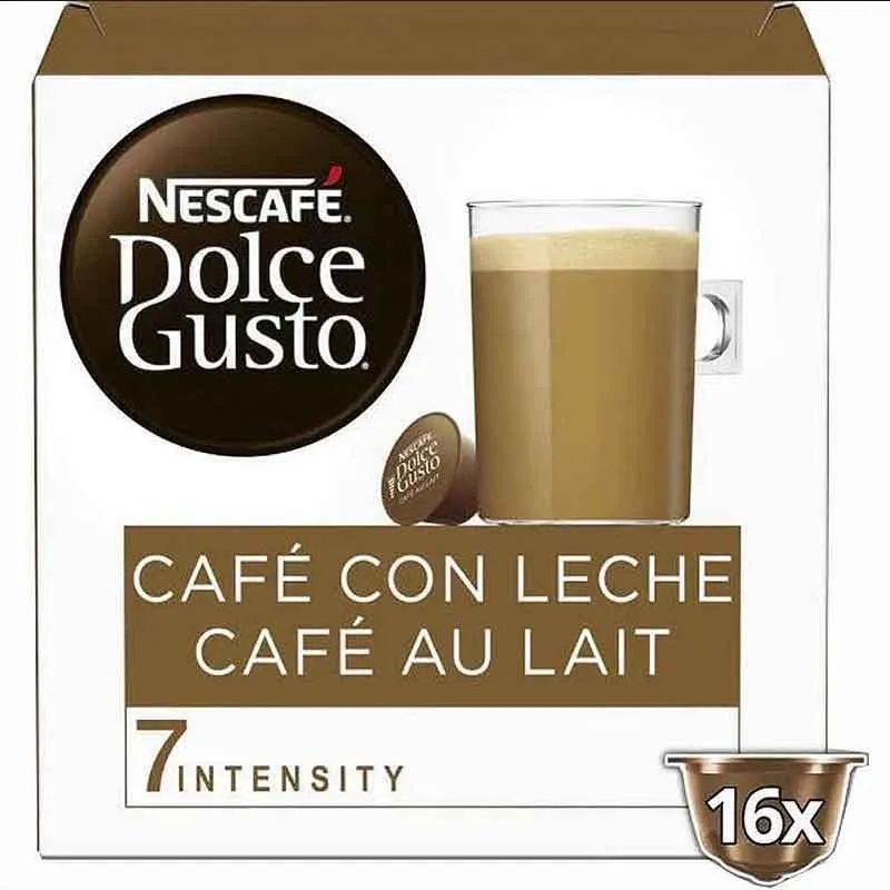 Café con leche 16U. Dolce Gusto. Cafe au lait 16 cápsulas Originales