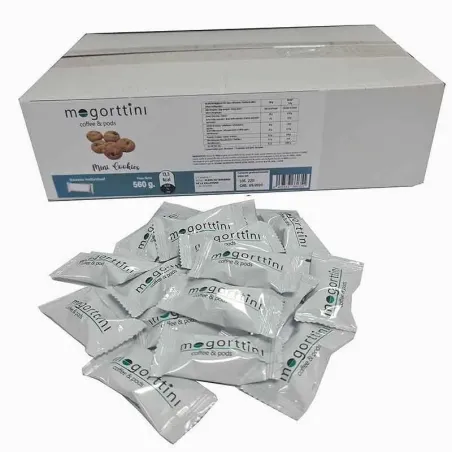 Caja de Galletas para el Café Mini Cookies 200 ud. Mogorttini en envase Individual, 2,8 gr