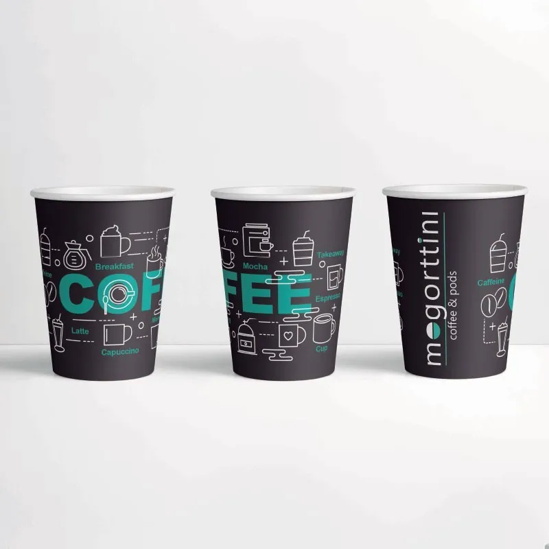 Variedade de copos de papel Mogorttini design 75 unidades 6 Oz 180 ml