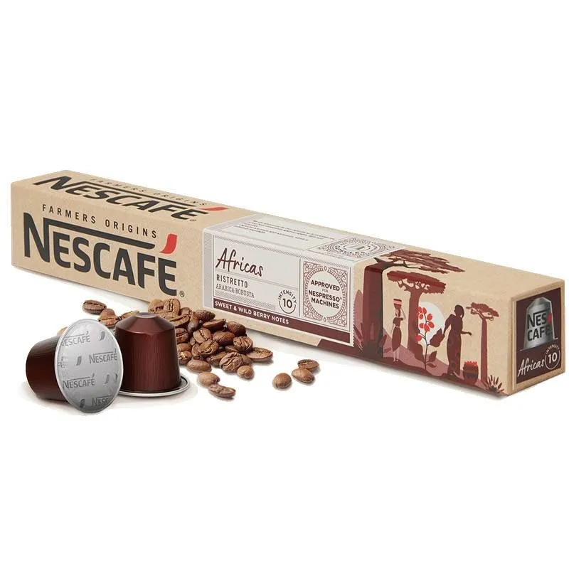 Africas Ristretto Nescafe, 10 cápsulas Nespresso® aluminio intensidad 10