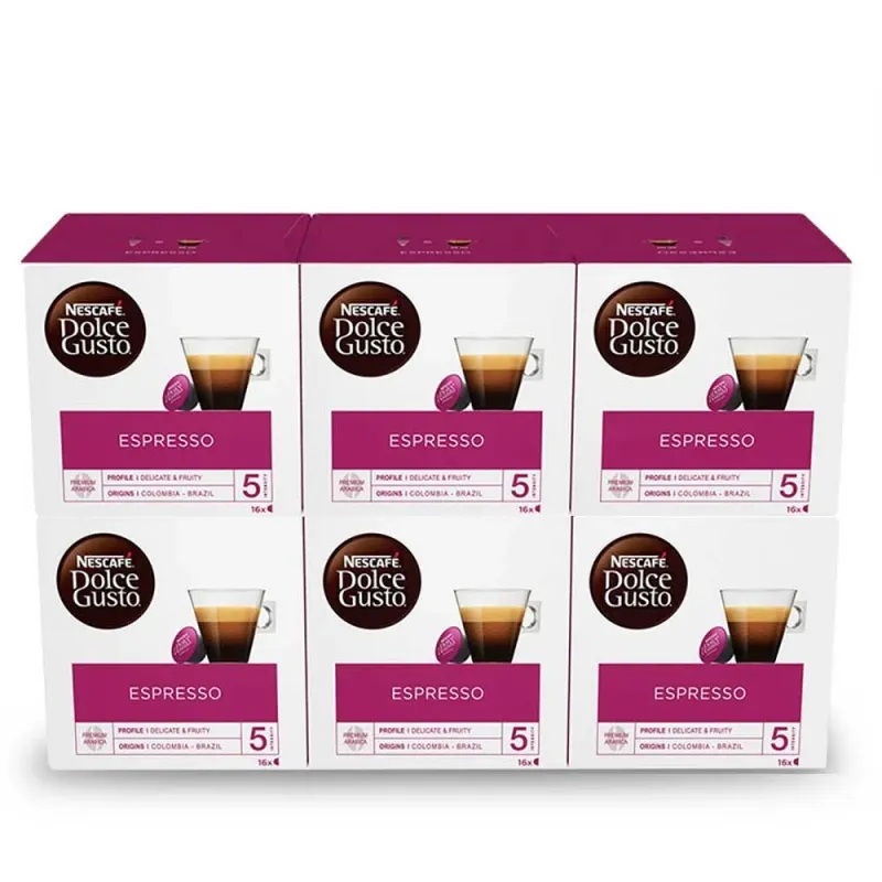 Café Espresso Arabica – 6 boîtes de 16 capsules Dolce Gusto