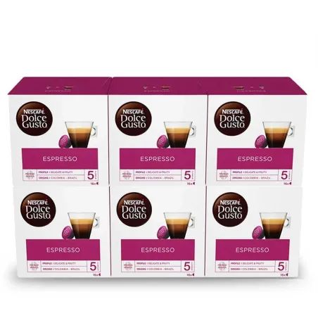 Café Espresso Arabica – 6 boîtes de 16 capsules Dolce Gusto