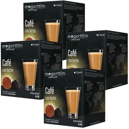 Café au Lait Mogorttini – 4 boîtes de 16 capsules compatibles Dolce Gusto