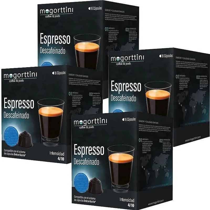 Descafeinado Mogorttini 4 cajas de 16 cápsulas para Dolce Gusto