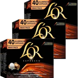 Colombia Andes L’OR Origins Collection – 3 boîtes de 40 capsules maxi pack compatibles Nespresso