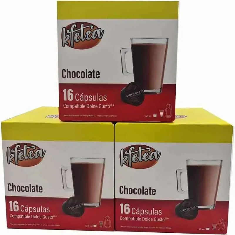 Chocolat Kfetea – 3 boîtes de 16 capsules compatibles Dolce Gusto (48 capsules)