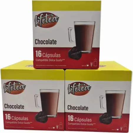 Chocolat Kfetea – 3 boîtes de 16 capsules compatibles Dolce Gusto (48 capsules)