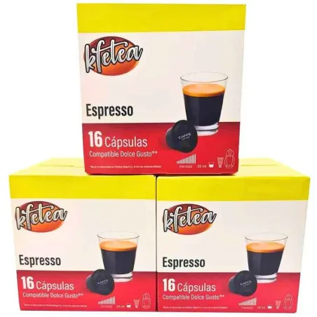 Espresso Kfetea – 3 boîtes de 16 capsules compatibles Dolce Gusto (48 capsules)
