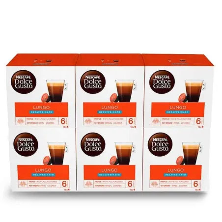 Café Lungo Décaféiné – 6 boîtes de 16 capsules Nescafé Dolce Gusto