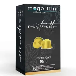 Ristretto 20 cápsulas Mogorttini. Compatível com Nespresso, em alumínio