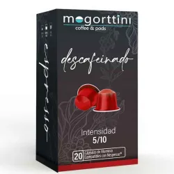 Mogorttini descafeinado, caixa de 20 cápsulas. Compatível com Nespresso.