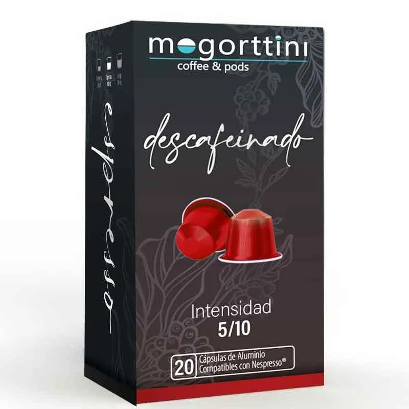 Mogorttini descafeinado, caixa de 20 cápsulas. Compatível com Nespresso.