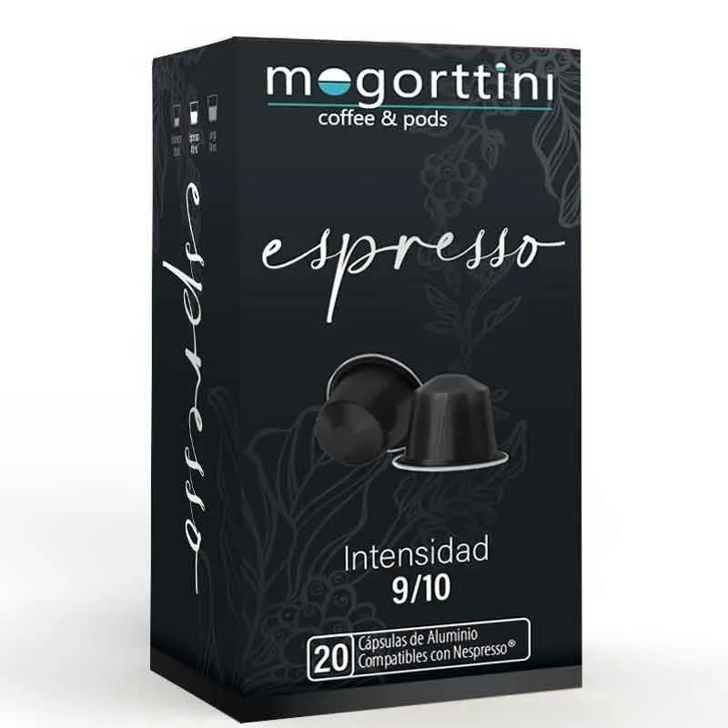 Espresso Mogorttini, 20 cápsulas de alumínio. Compatível com Nespresso.