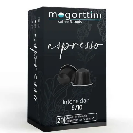 Espresso Mogorttini, 20 cápsulas de alumínio. Compatível com Nespresso.